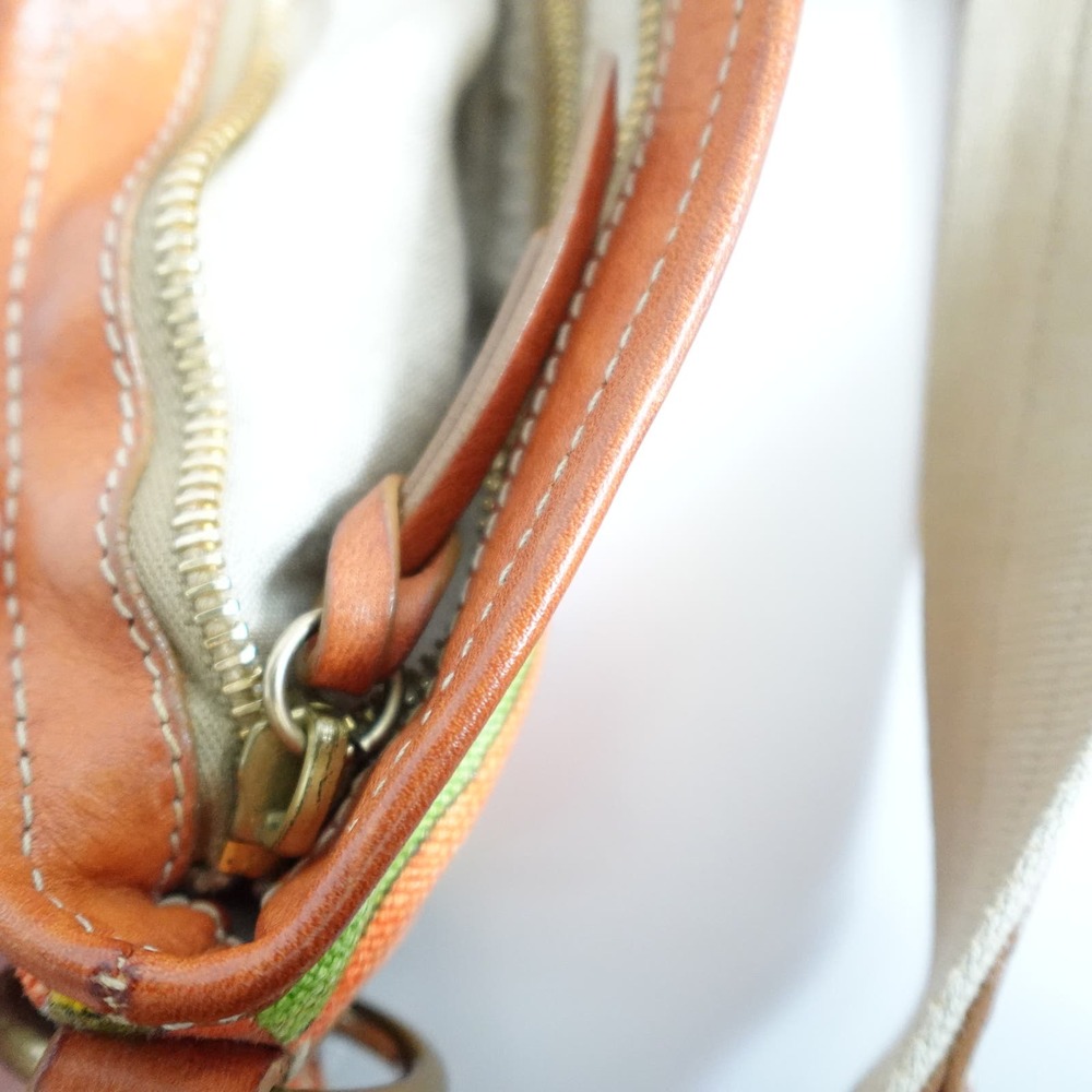 Vintage Miu Miu Orange Buckled Graphic Canvas Leather Shoulder Bag Y2K 90s - Picture 11 of 16